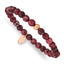 Chisel Stainless Steel Polished Rose IP-plated 6mm Red Jade Beaded Stretch Bracelet