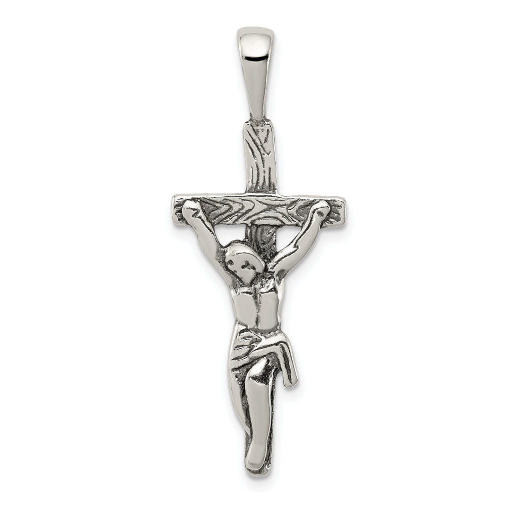 Sterling Silver 925 Polished Crucifix Pendant Antique Design