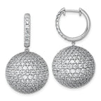 14k White Gold 13 7/8 carat Lab Grown Diamond VS+ F+ Pave Ball Complete Dangle Hoop Earrings