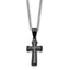 Black Pillow Cross Pendant Necklace in Stainless Steel
