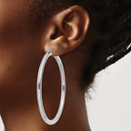 10 Karat White Gold 4mm x 65mm Tube Hoop Earrings