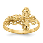 14K Diamond-cut Crucifix Ring