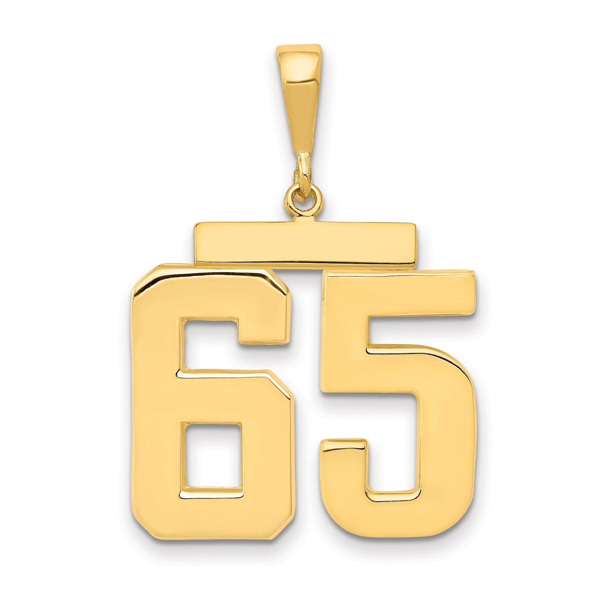 14K Gold Large Polished Number 65 Charm  Elegant Cast Design