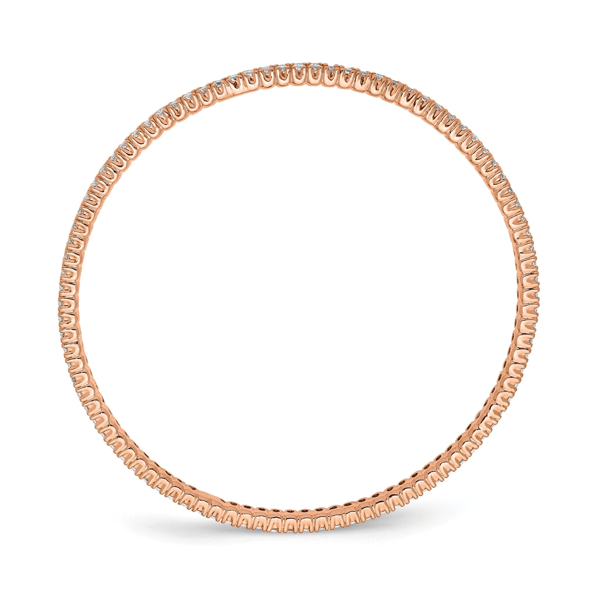 Sterling Shimmer Sterling Silver Rose-tone Flash Rose Gold-plated 93 Stone CZ Bangle Bracelet Secondary image