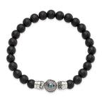 Sterling Silver Reflections 8mm Matte Black Onyx Beaded 8in Bracelet/Bead not included, sold seperately