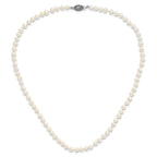 Sterling Silver Rhodium-plated 4-5mm White Near-Round Freshwater Cultured Pearl 16 inch Necklace