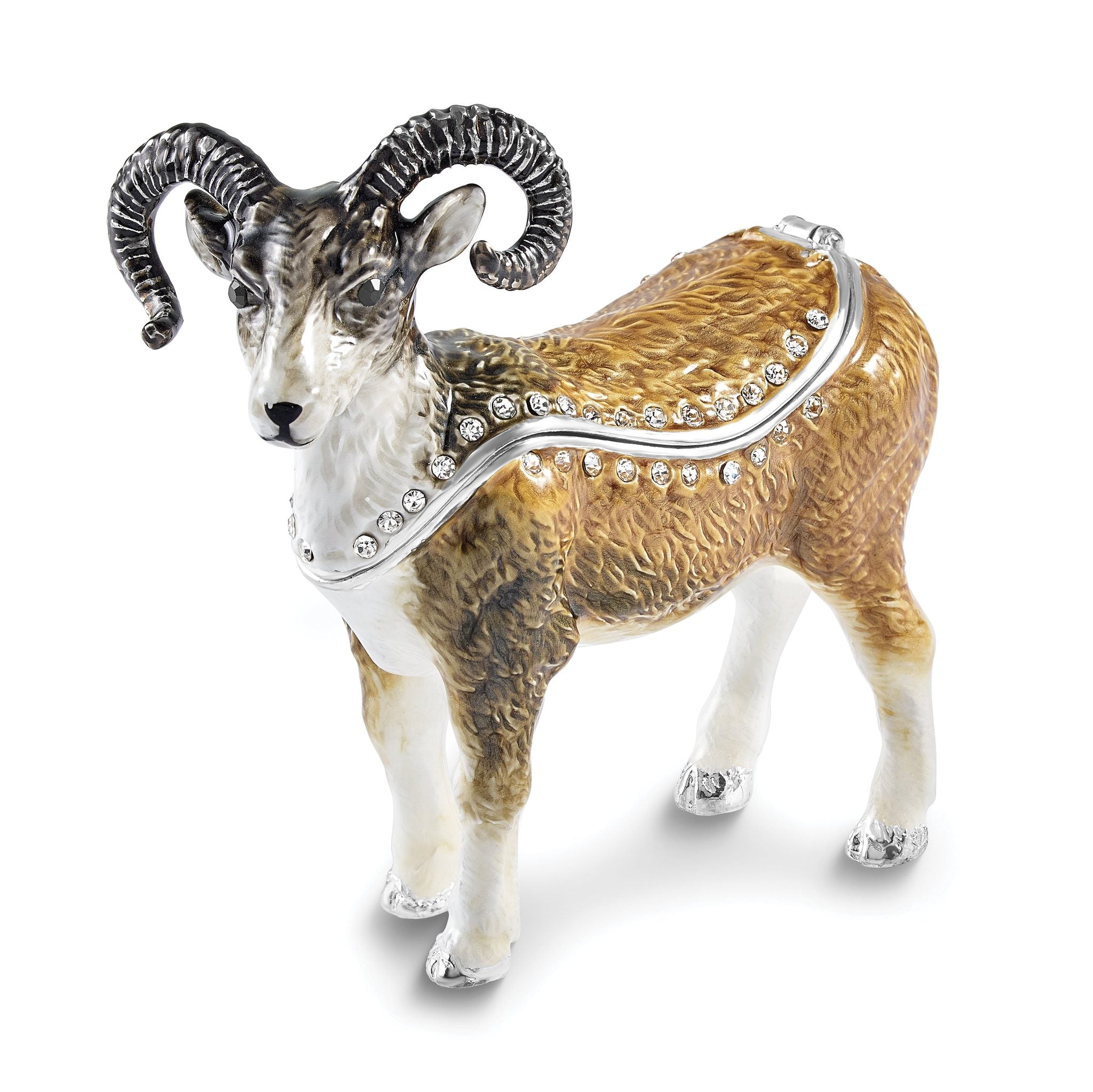Luxury Giftware by Jere Bejeweled NORMAN Ram Trinket Box with Matching 18 inch Necklace Main image