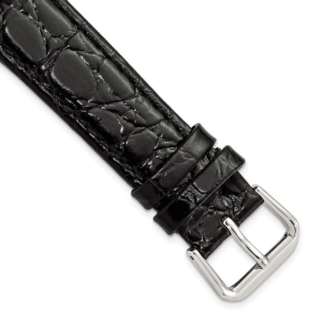Alligator Grain Leather Watch Band in Black, 18mm