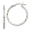 Sterling Silver 925 Satin Diamond-Cut Hoop Earrings with Brushed Finish