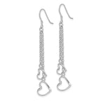 Sterling Silver Rhodium-plated Heart Dangle Shepherd Hook Earrings