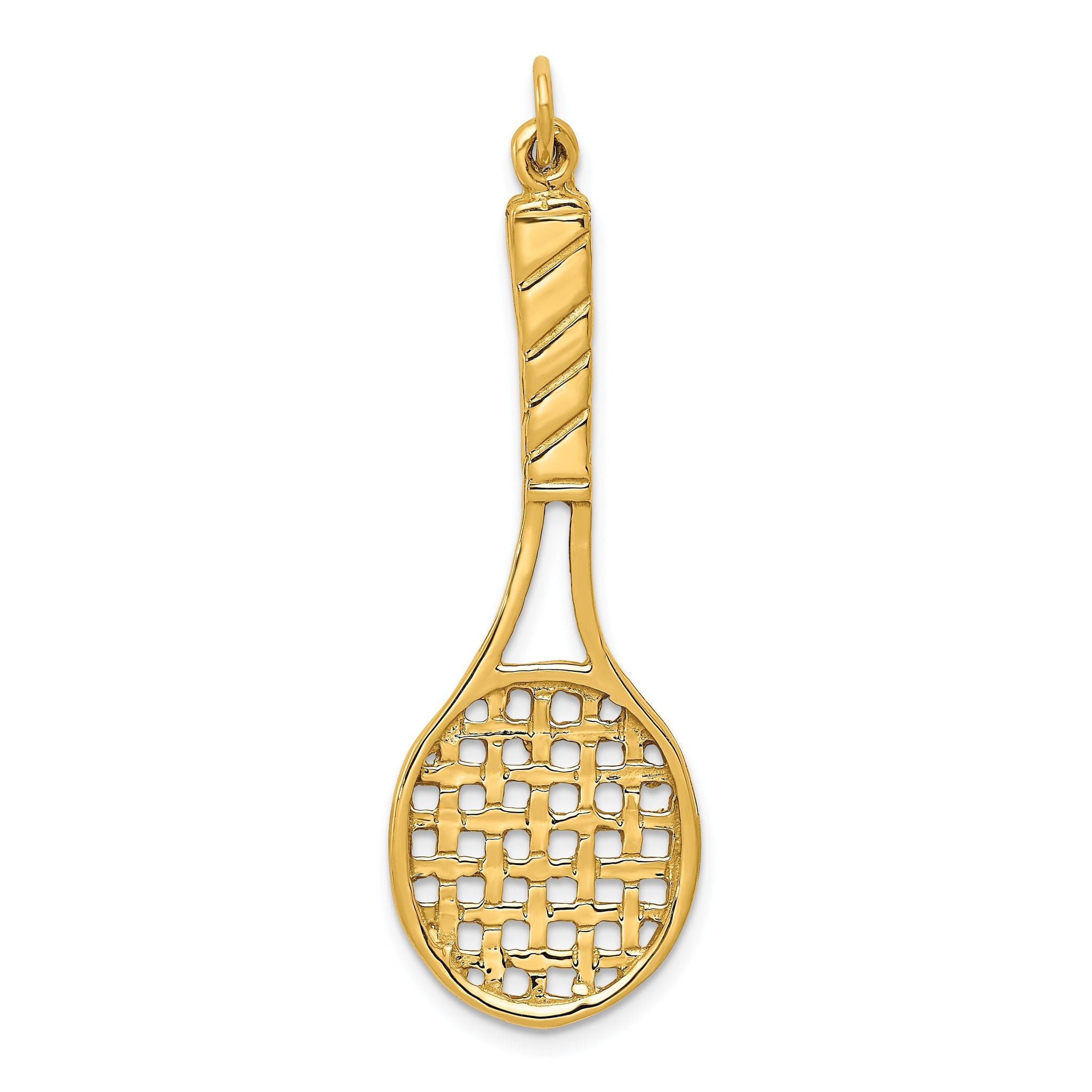 Sophia Jewelers 14K Gold Tennis Racquet Pendant for Men, Polished Finish