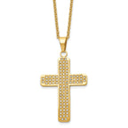 CZ Cross Pendant Necklace in Gold-Tone Stainless Steel, 22"