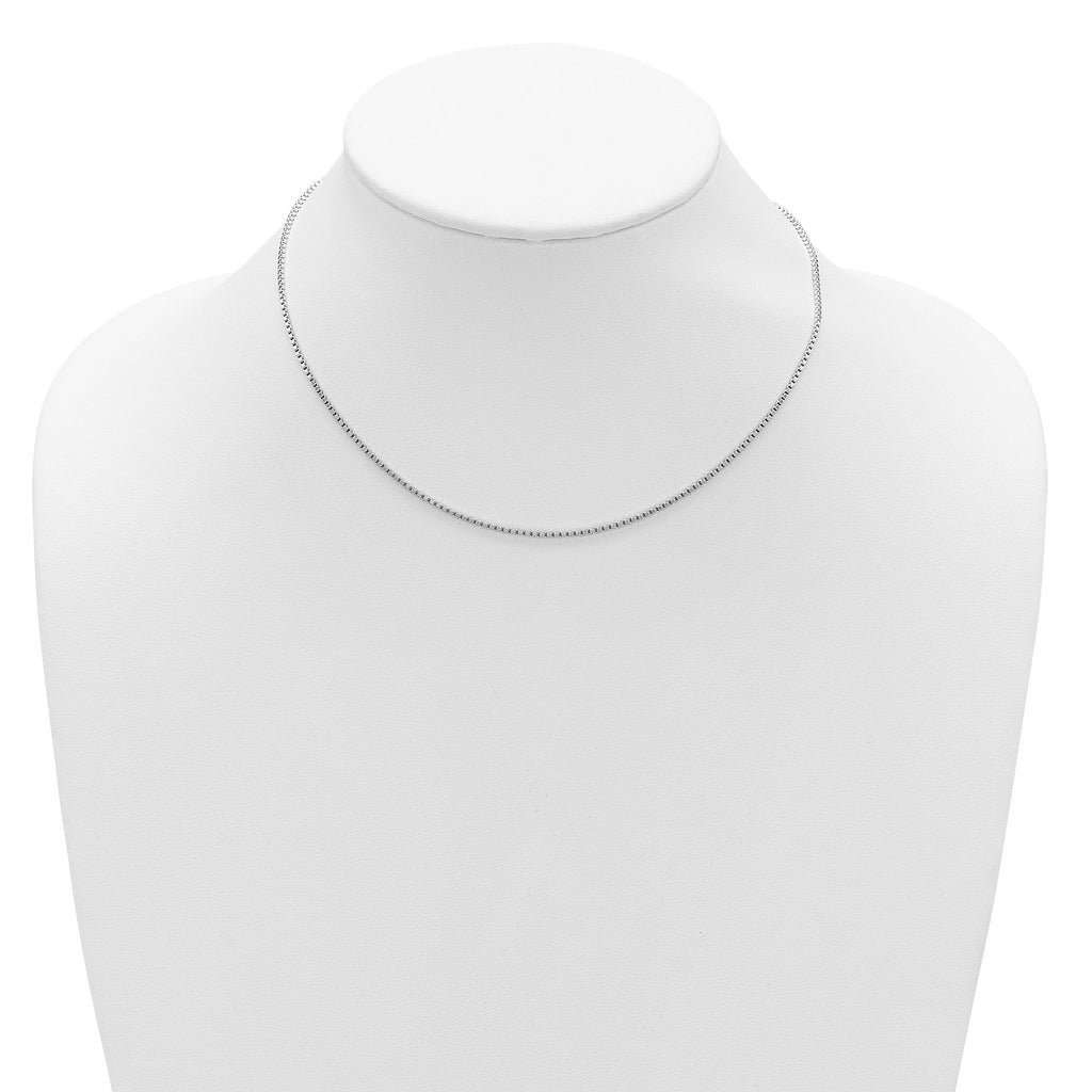 SS Rh-plated 1.3mm Box 1in+1in Adjustable Chain