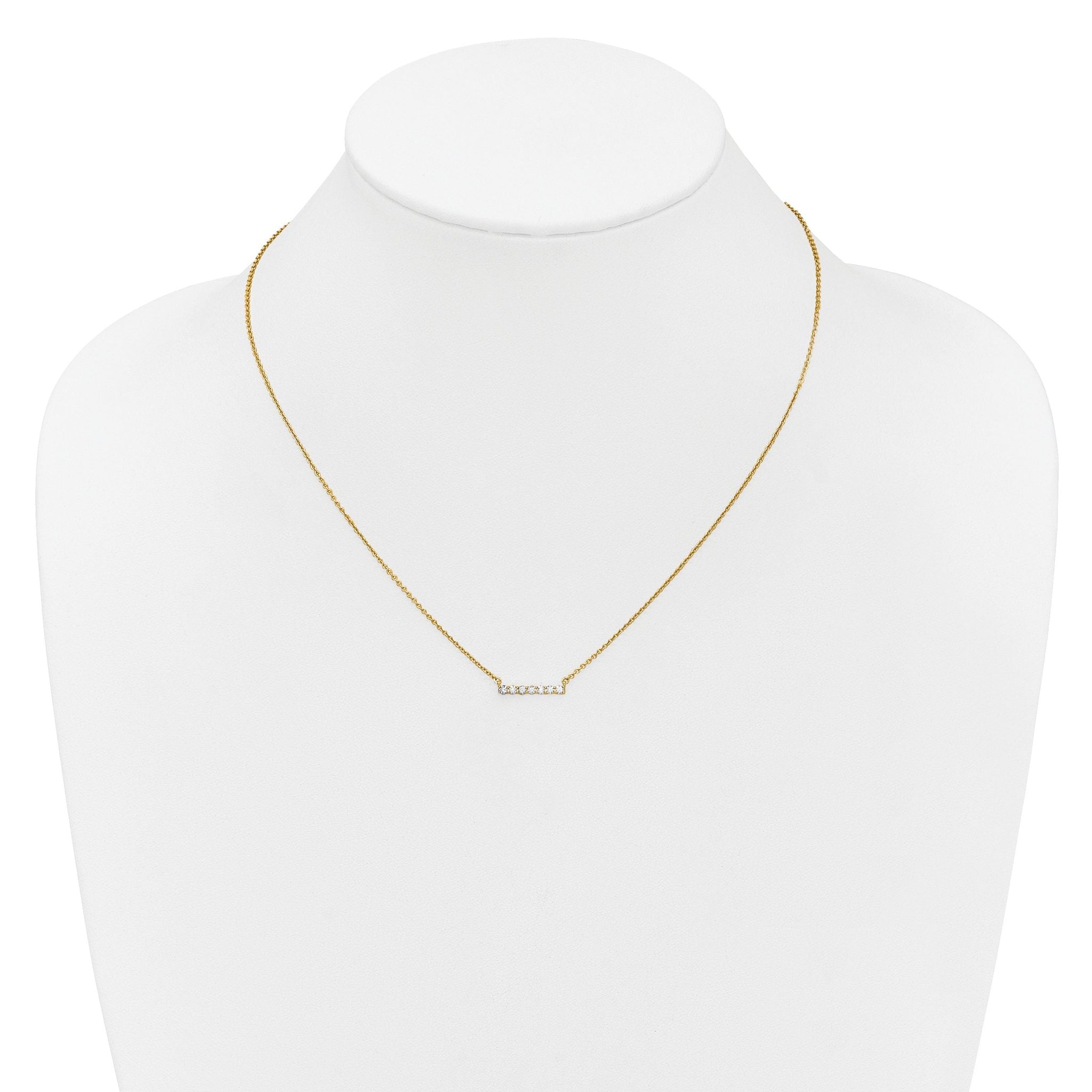 14k 1/4 carat Lab Grown Diamond VS/SI+ G+ Complete 18 inch Bar Necklace
