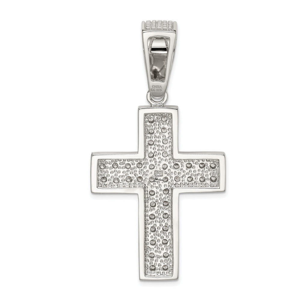 Sophia Jewelers Sterling Silver CZ Cross Pendant with Polished Rhodium Finish