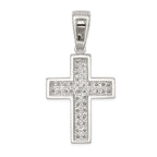 Sophia Jewelers Sterling Silver CZ Cross Pendant with Polished Rhodium Finish