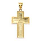 14K Gold Polished Textured Cross Pendant by Sophia Jewelers