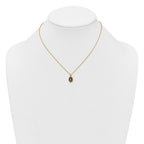 Sterling Silver Gold-plated CZ and Blue Enamel Miraculous Medal 15.75 inch with 2 inch extender Necklace