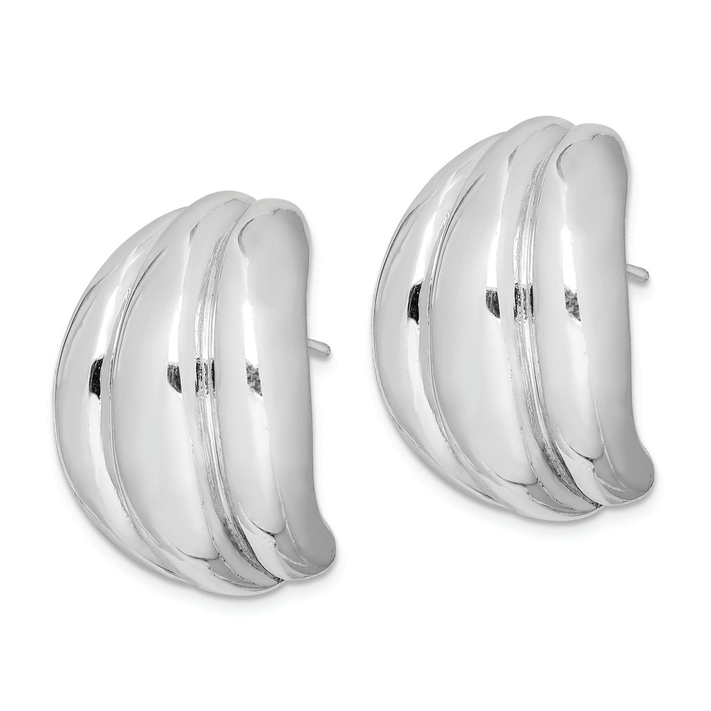 Sterling Silver Polished Rhodium Plated Hollow Post Earrings