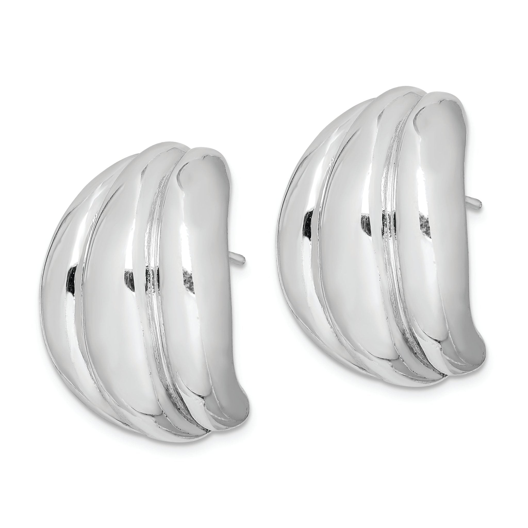 Sterling Silver Polished Rhodium Plated Hollow Post Earrings