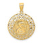 14K Gold Polished Angel Medal Pendant with Diamond-Cut Detailing  28mm