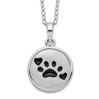 Sentimental Expressions Sterling Silver Rhodium-plated Enameled Paw Print Ash Holder 18 Inch Necklace