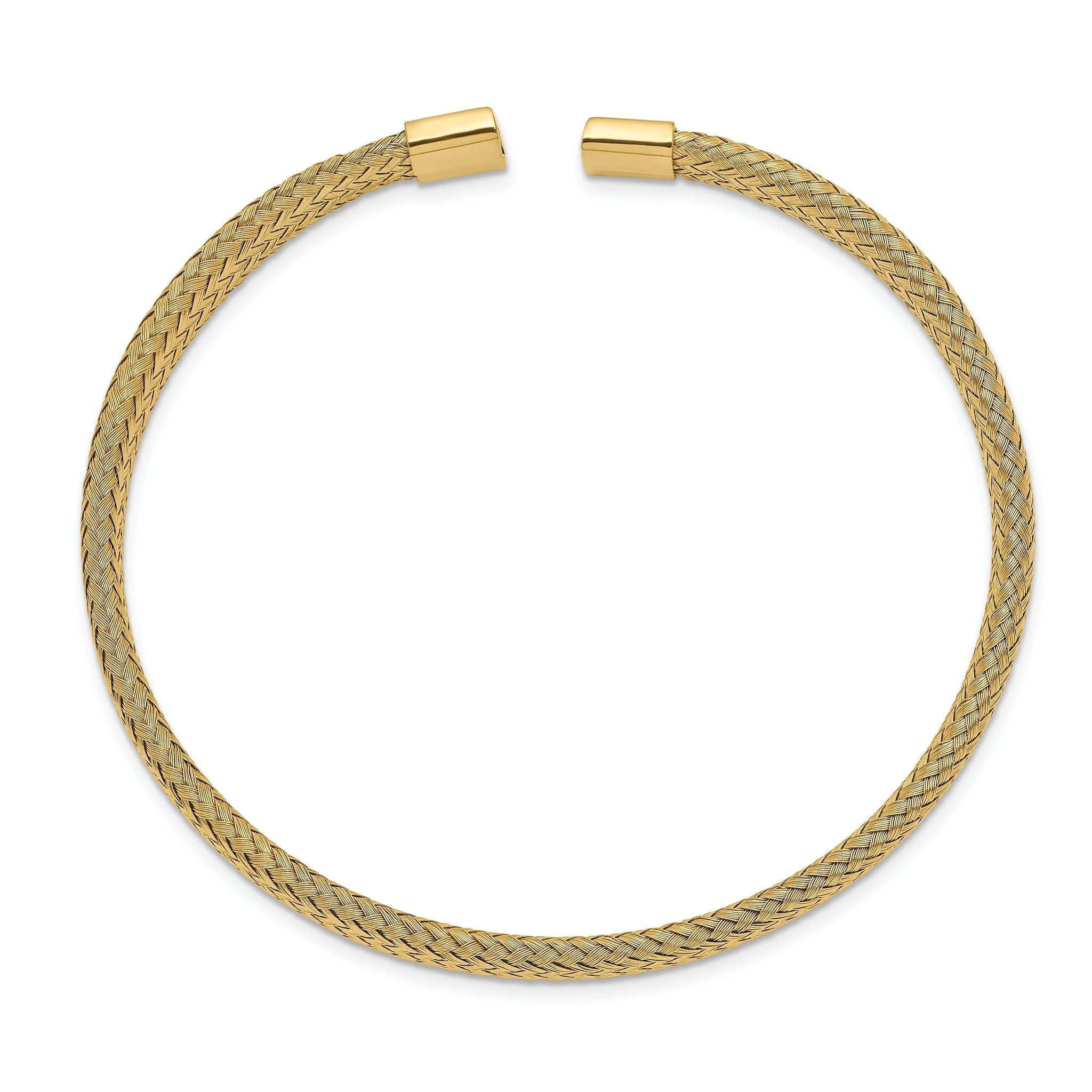 Stainless Steel Polished Yellow IP-plated 6mm Mesh Wire Cuff Bangle Bracelet for Women Secondary image