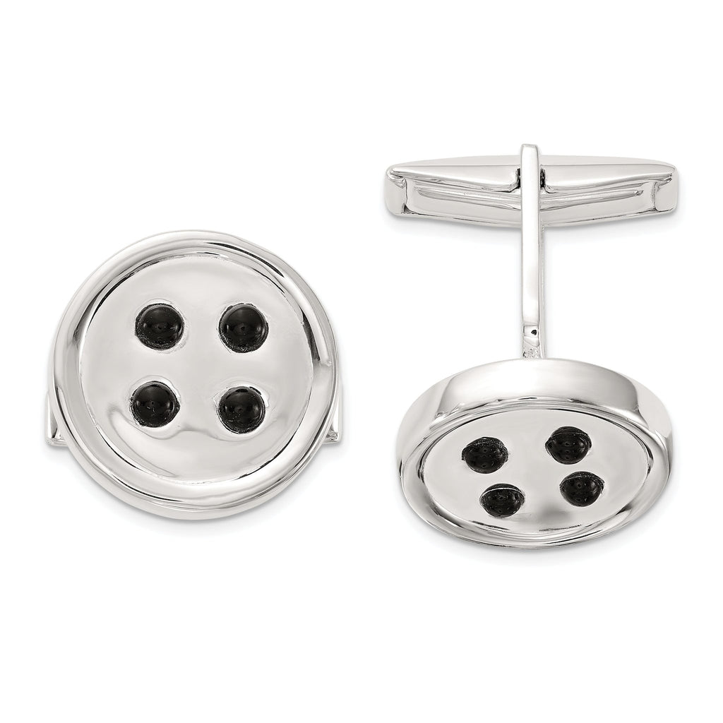 Sterling Silver Polished Onyx Cuff Links