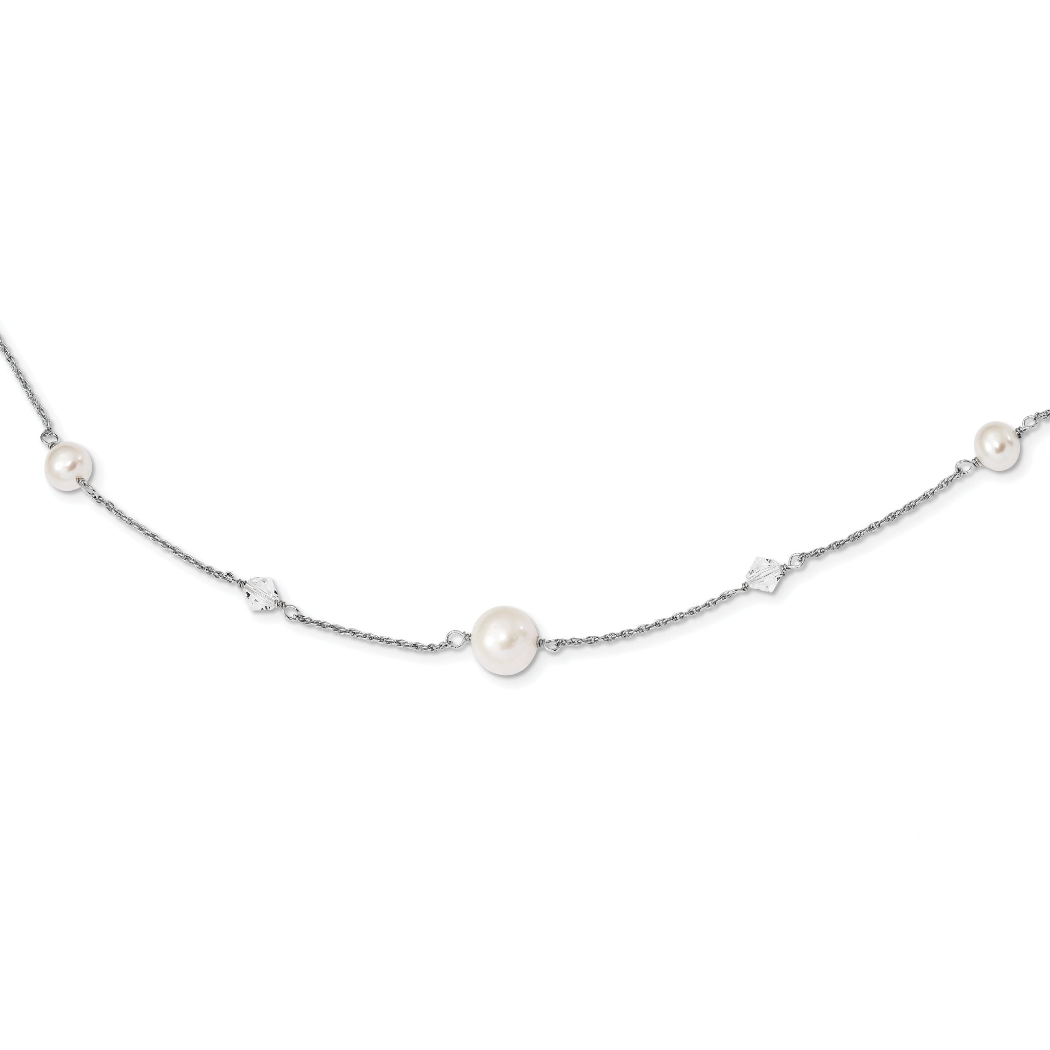 Sophia Jewelers Sterling Silver Cultured Pearl Necklace with Polished Finish Main image