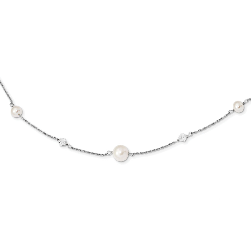 Sophia Jewelers Sterling Silver Cultured Pearl Necklace with Polished Finish