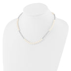 Sterling Silver Rhodium-plated 6-8mm White Near-Round Freshwater Cultured Pearl 18 inch Necklace and Post Earrings Set