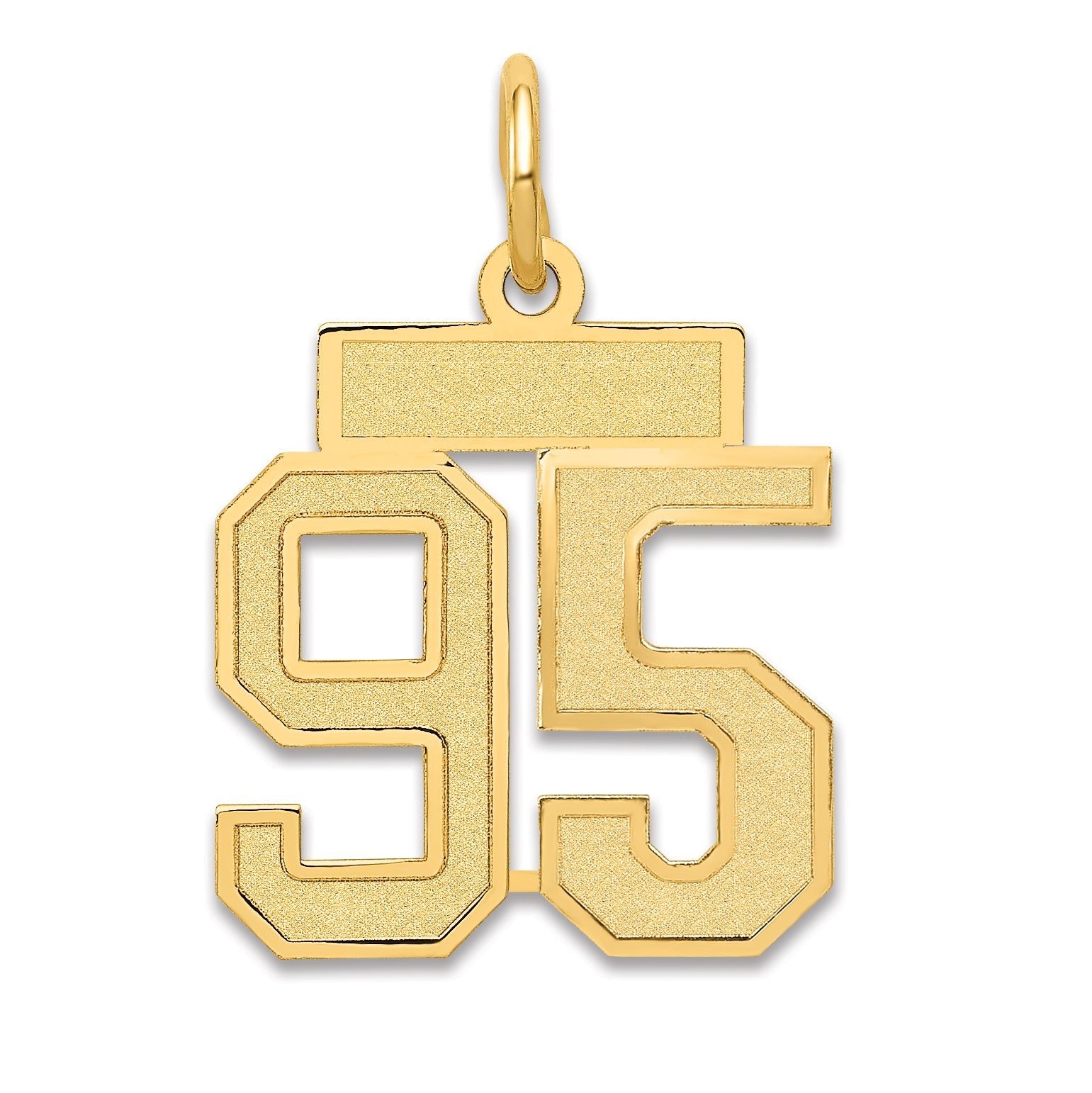 14K Gold Satin Number 95 Charm with Brushed Finish  Small & Elegant