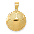 14K Gold Polished Soccer Ball Pendant for Men  Textured, Elegant Design
