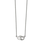Chisel Stainless Steel Polished and Textured Interlocking Hearts on an 18 inch Cable Chain Necklace