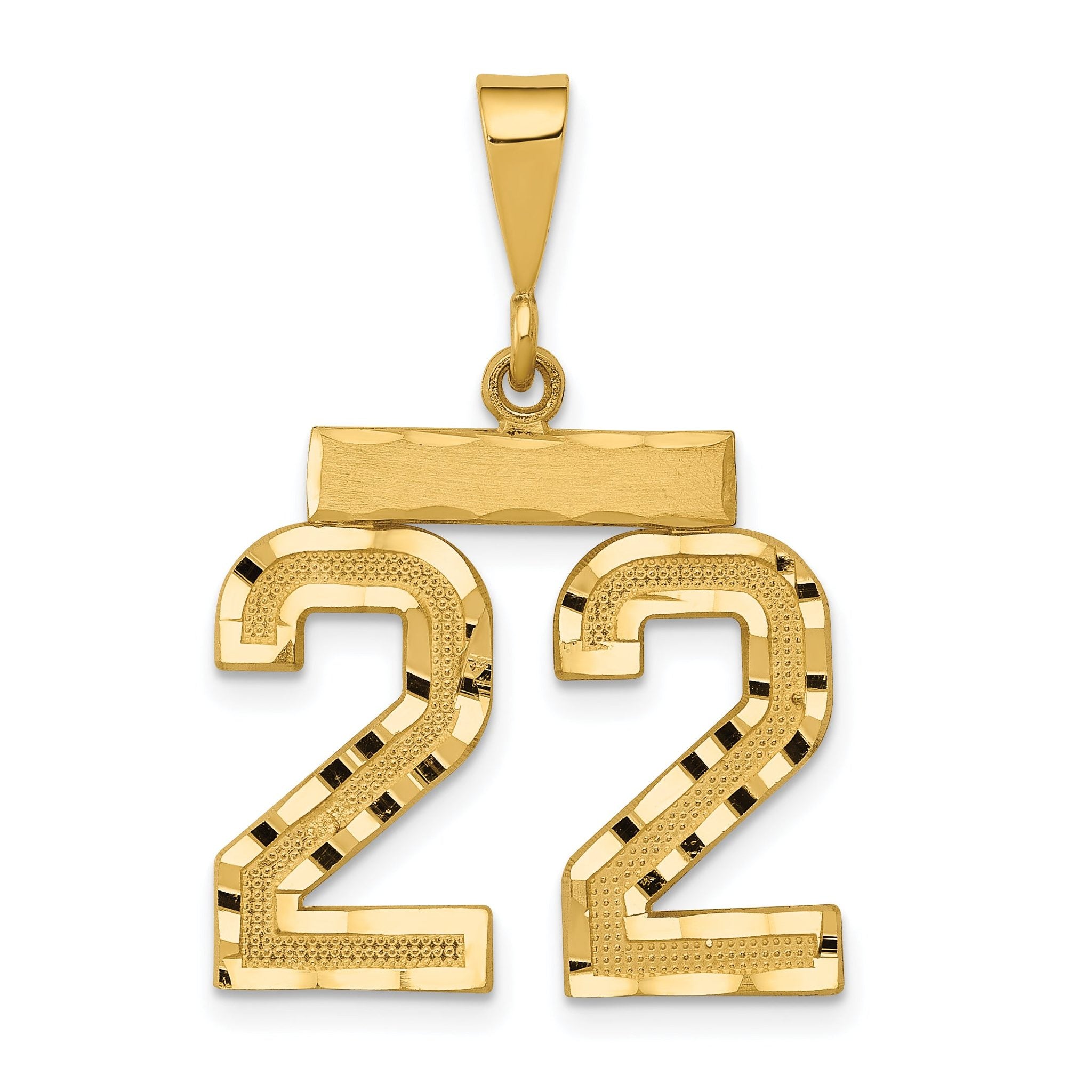 14K Gold Diamond-Cut Number 22 Charm with Polished Finish Main image