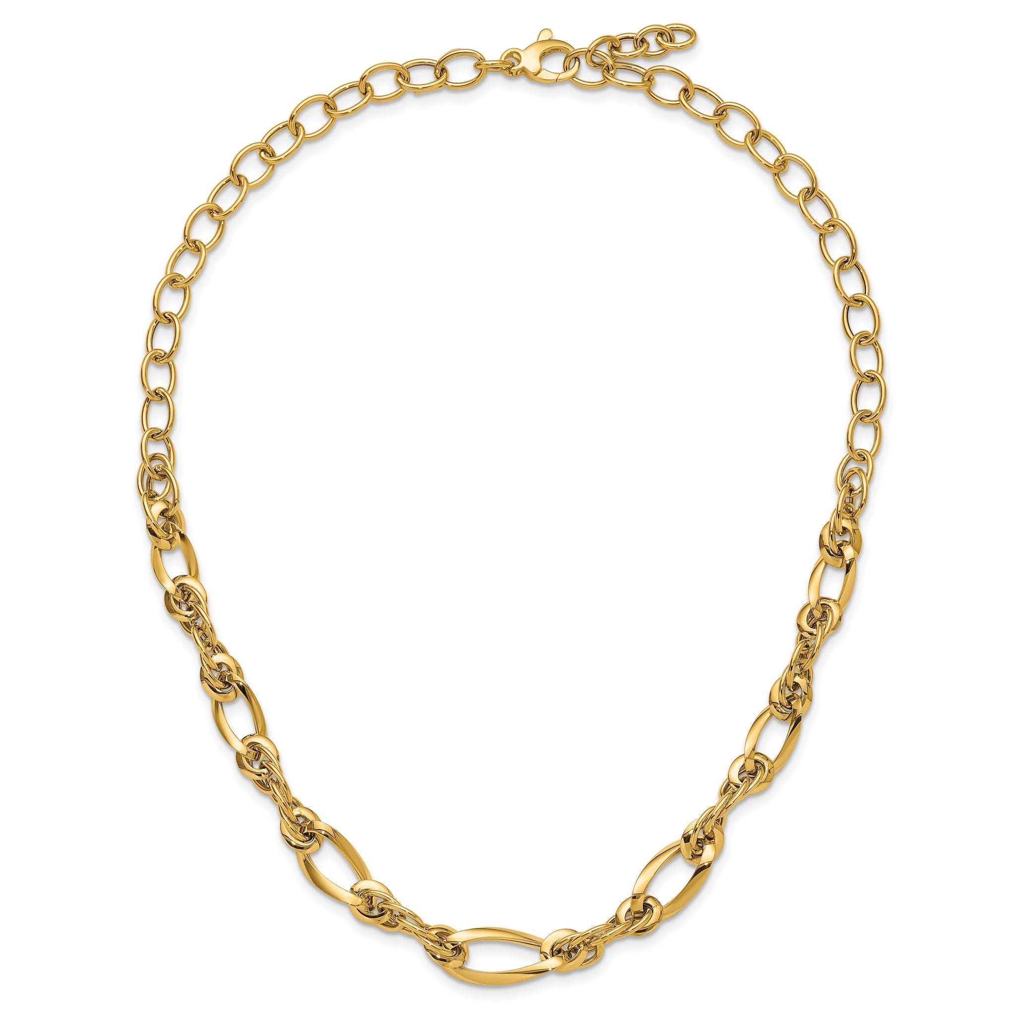 Sophia Jewelers 14K Gold Polished Fancy Link 18in Women's Necklace
