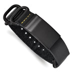 Stainless Steel Brushed Black IP-plated Black Leather Adj. ID Bracelet for Men