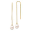 14k 7-8mm White Rice Freshwater Cultured Pearl Dangle Threader Earrings