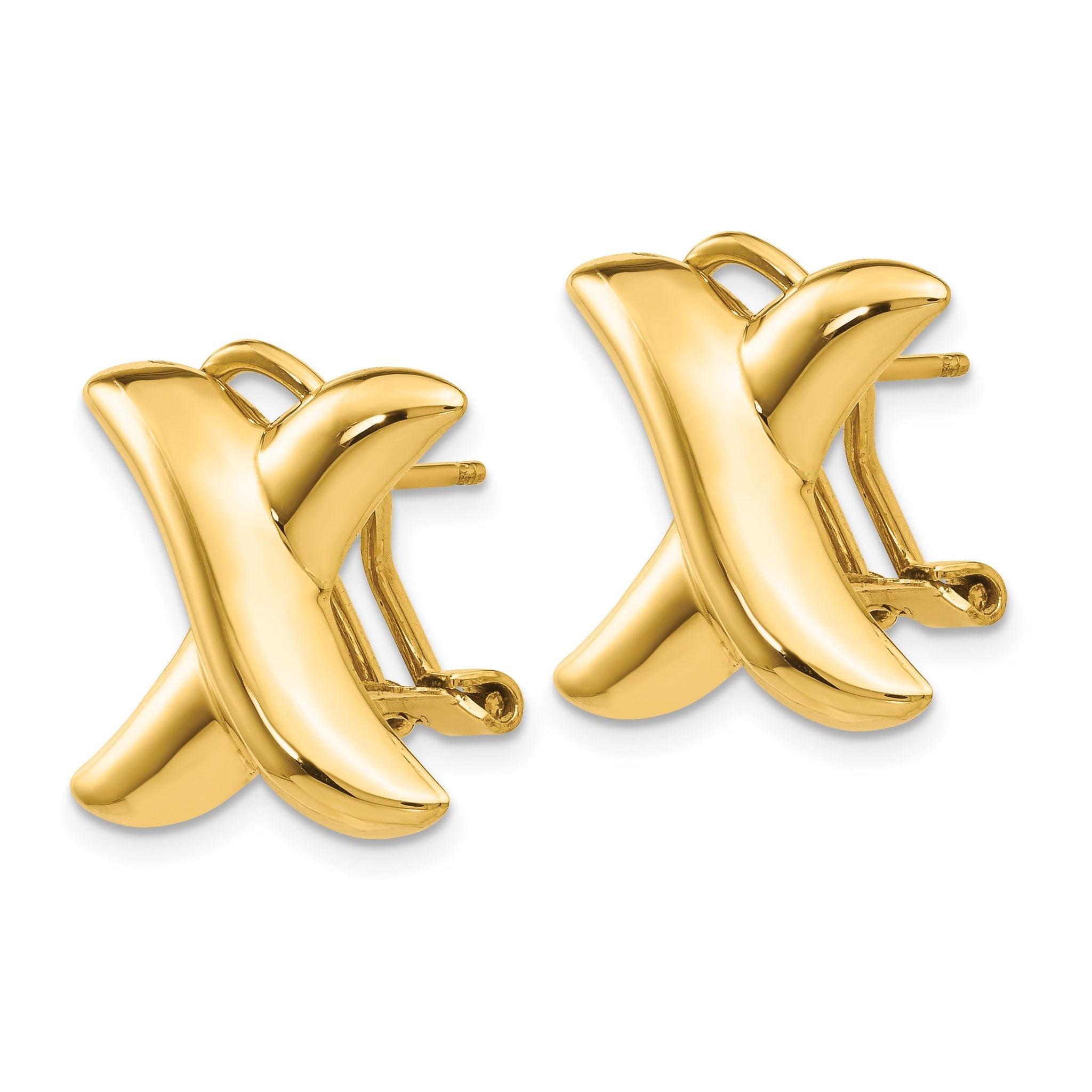 14K Gold Polished Button Earrings with Omega Back  Elegant Hollow Design Secondary image
