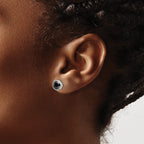 Stainless Steel Polished Black Cubic Zirconia Stud Earrings for Women