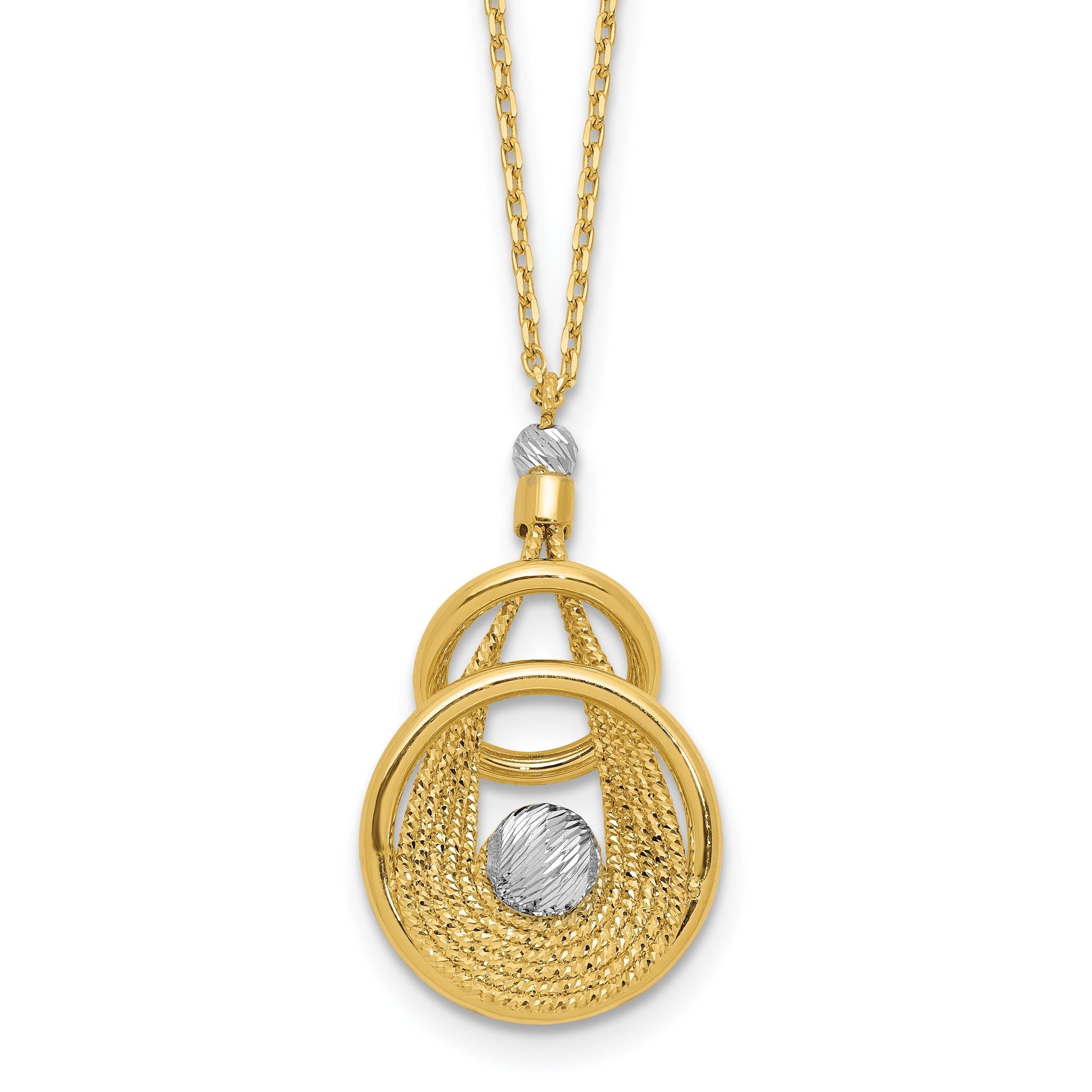 14K TT Polish/Dia-cut Fancy Teardrop w/.5in ext. Necklace Main image