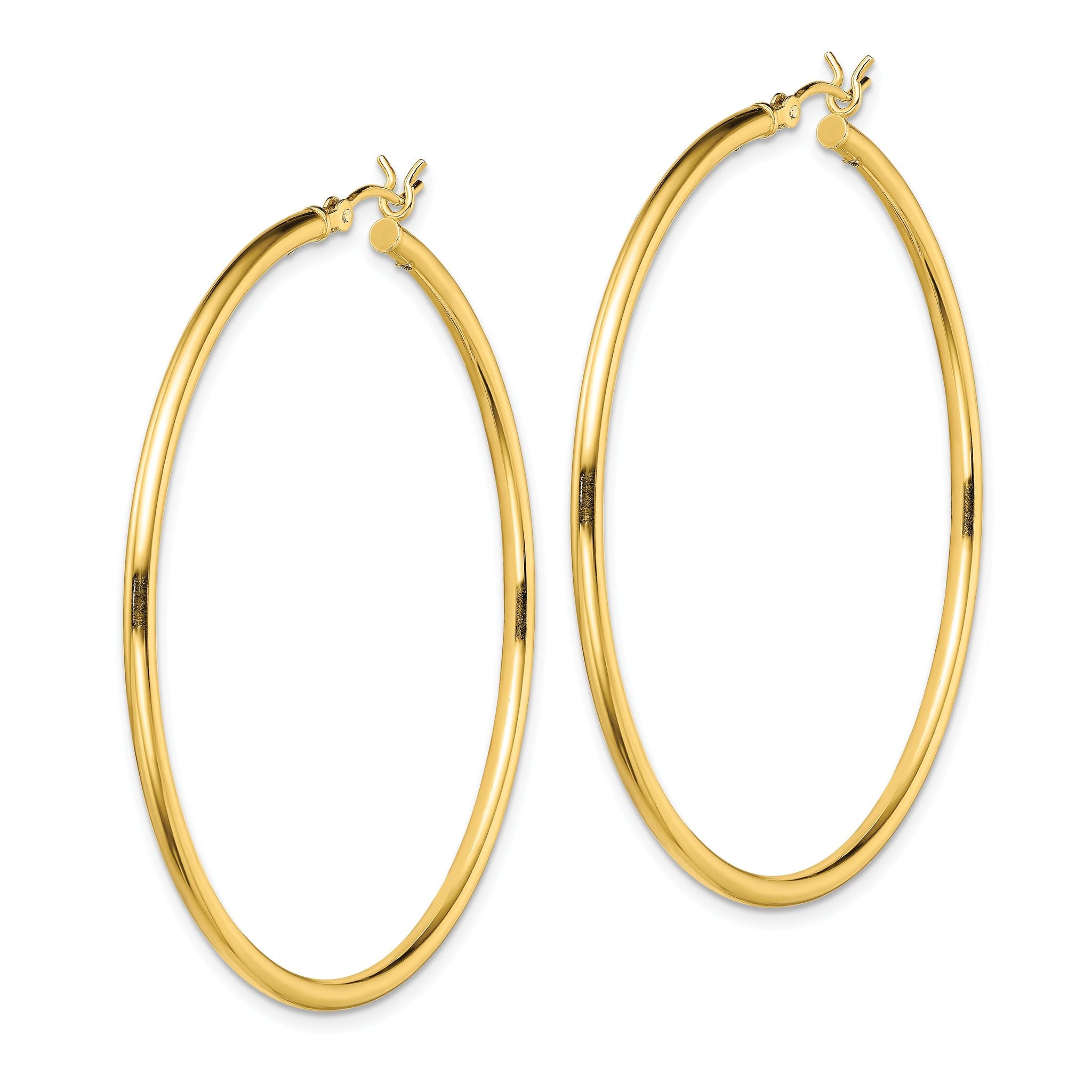 Sterling Silver Gold-Tone Polished 2x50mm Hoop Earrings Secondary image