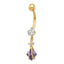 10K Gold Belly Dangle with Square Amethyst and CZ Elegance