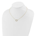 14K with Rhodium Polished Circle Necklace