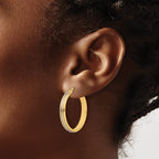 14K Two-tone Polished and Diamond-cut Hoop Earrings