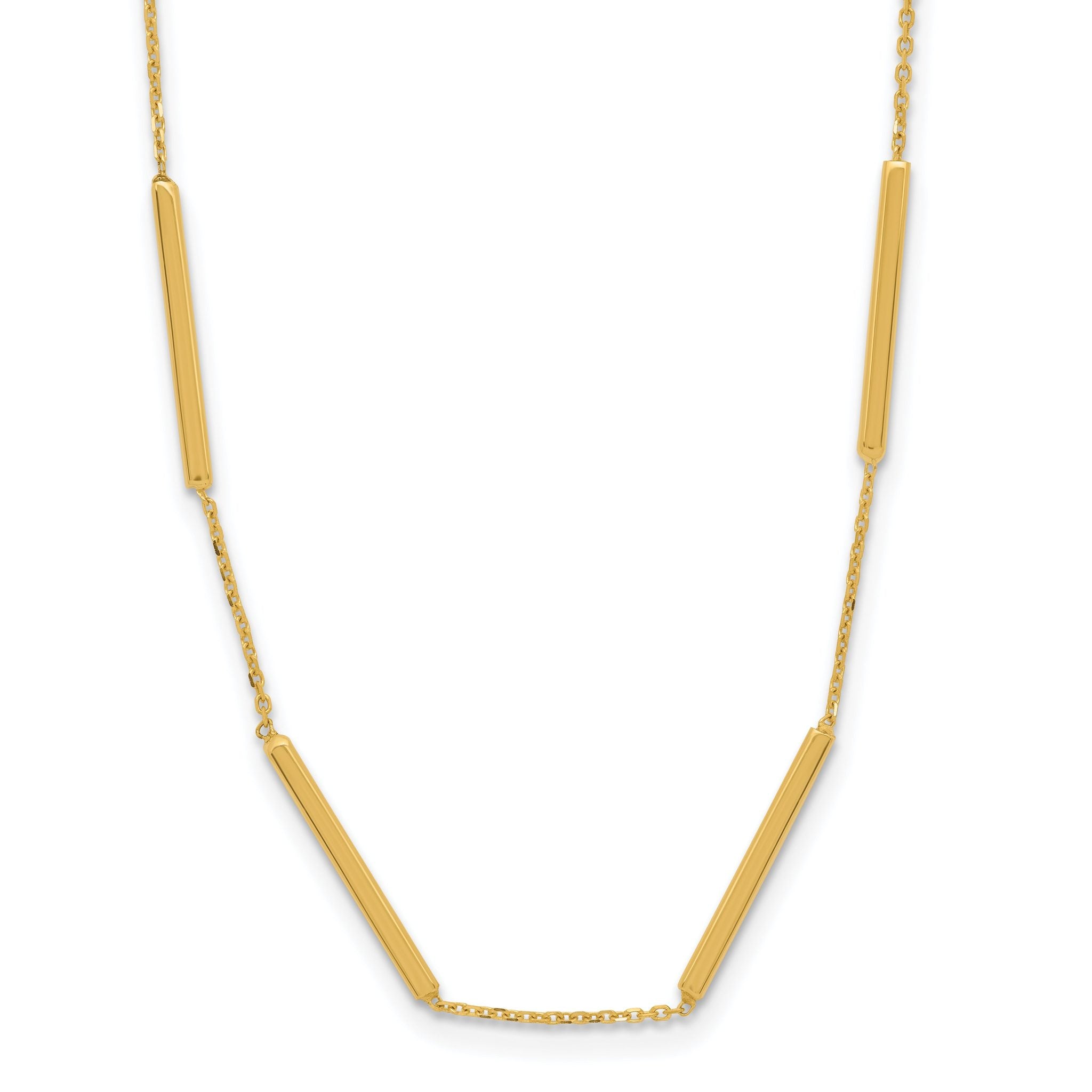 14K Polished 6 Bar Stations 16in with 1.5in ext Necklace Main image