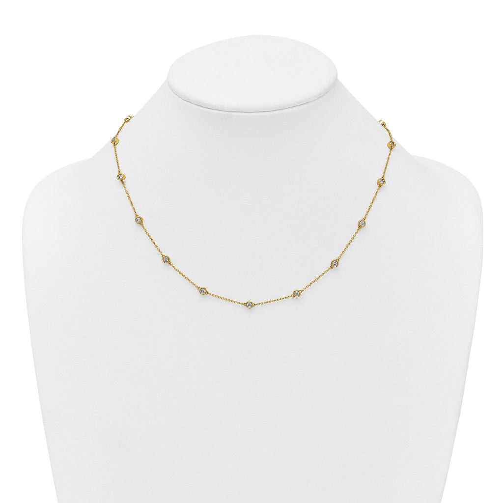14k Complete 7/8 carat Bezel-set Diamond and Cable Chain 16-Station 16 inch Necklace