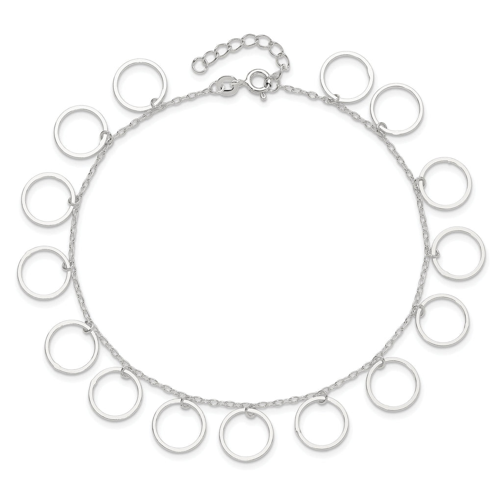 Sterling Silver Dangle Circles Anklet