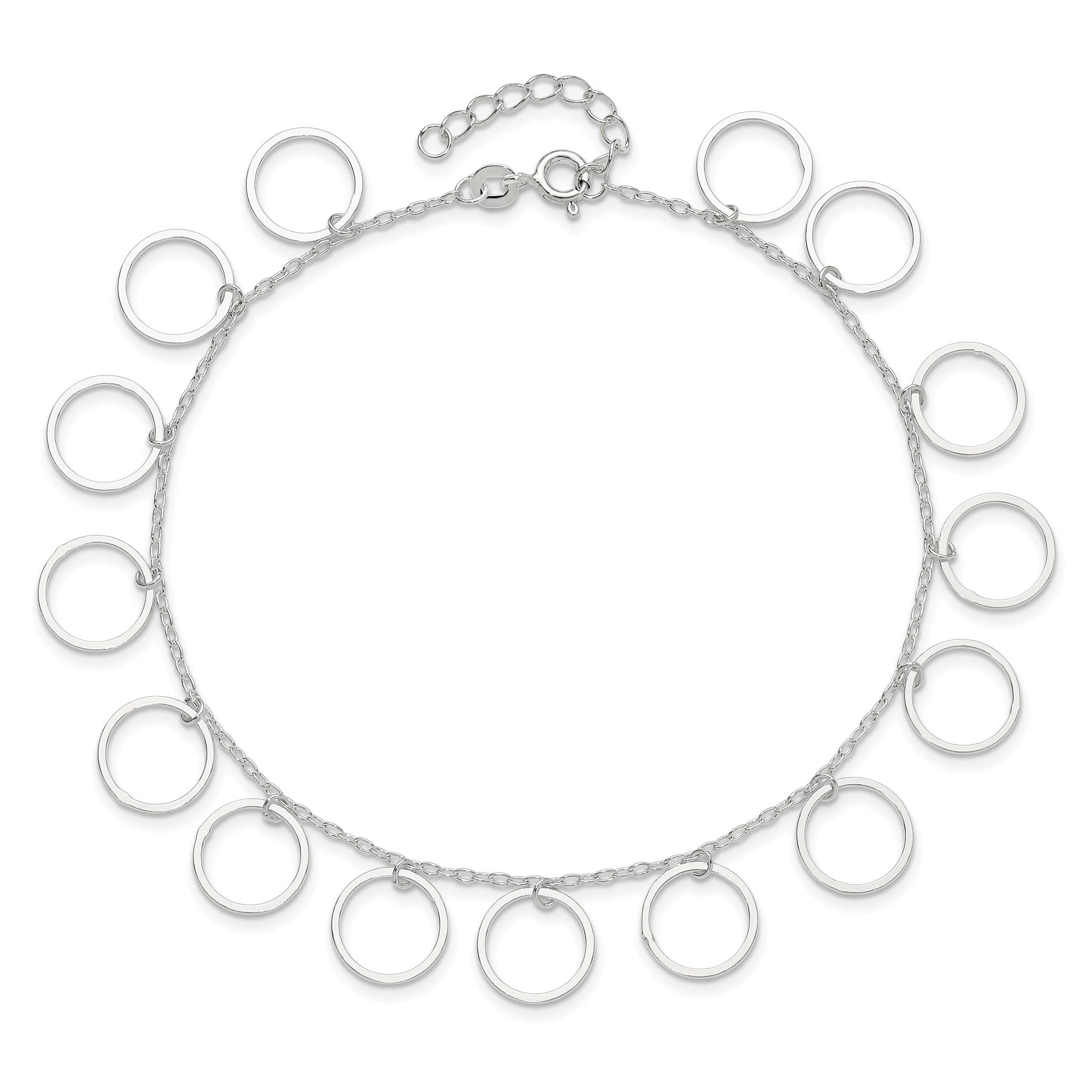 Sterling Silver Dangle Circles Anklet