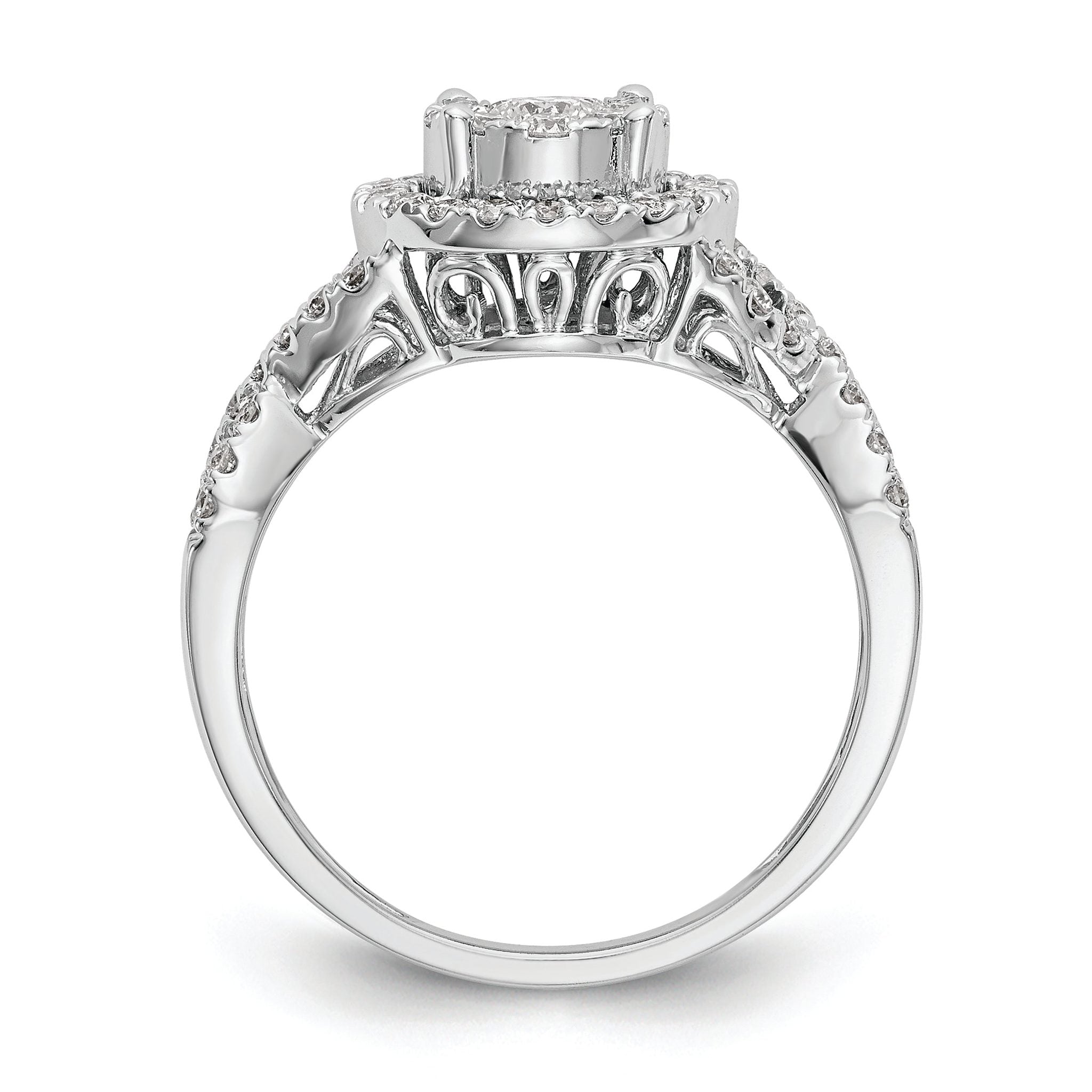 14k White Gold 3/4 carat Lab Grown Diamond VS/SI+ G+ Complete Cluster Engagement Ring Secondary image